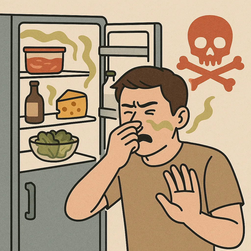 냉장고에서-나는-냄새가-건강에-안-좋을-수-있는-위험을-표현한-이미지-부패한-음식과-악취-시각화