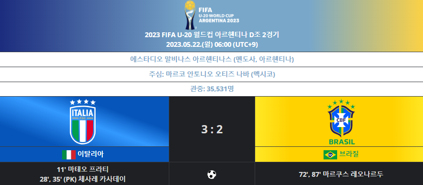 D조 이탈리아 VS 브라질