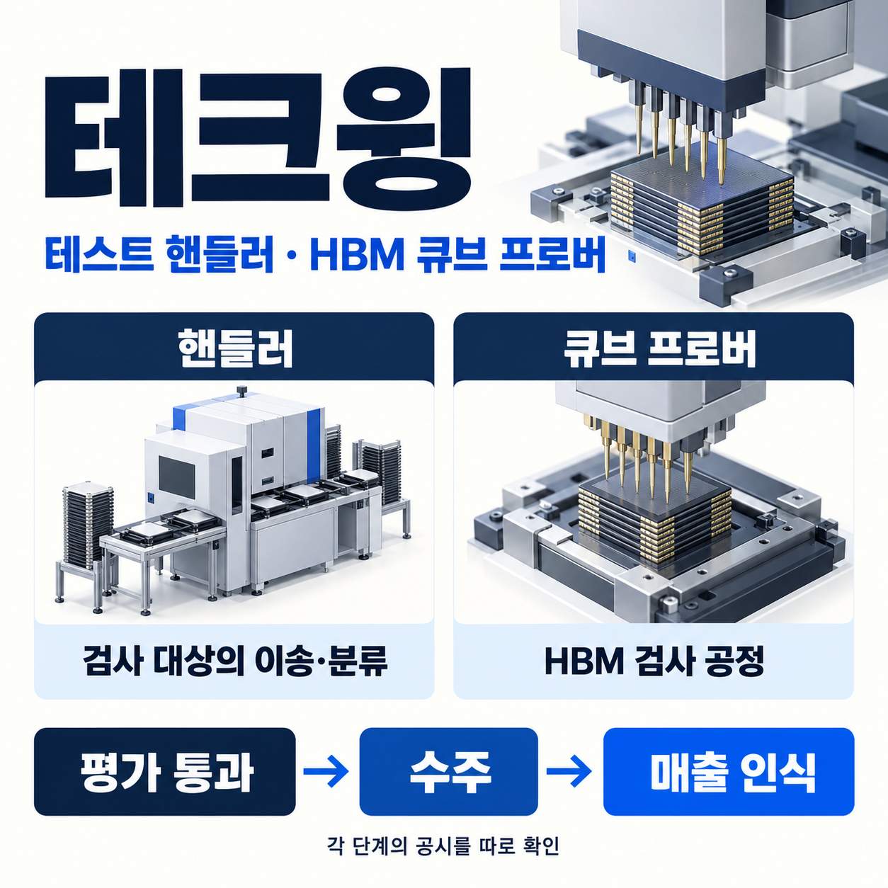 테크윙 테스트 핸들러와 HBM 큐브 프로버 비교