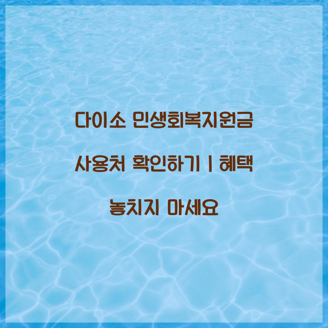 다이소 민생회복지원금