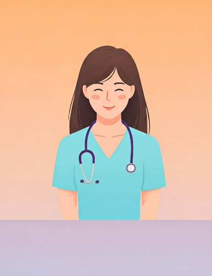 여 의사가 설명하면서 환하게 웃고 있는 사진