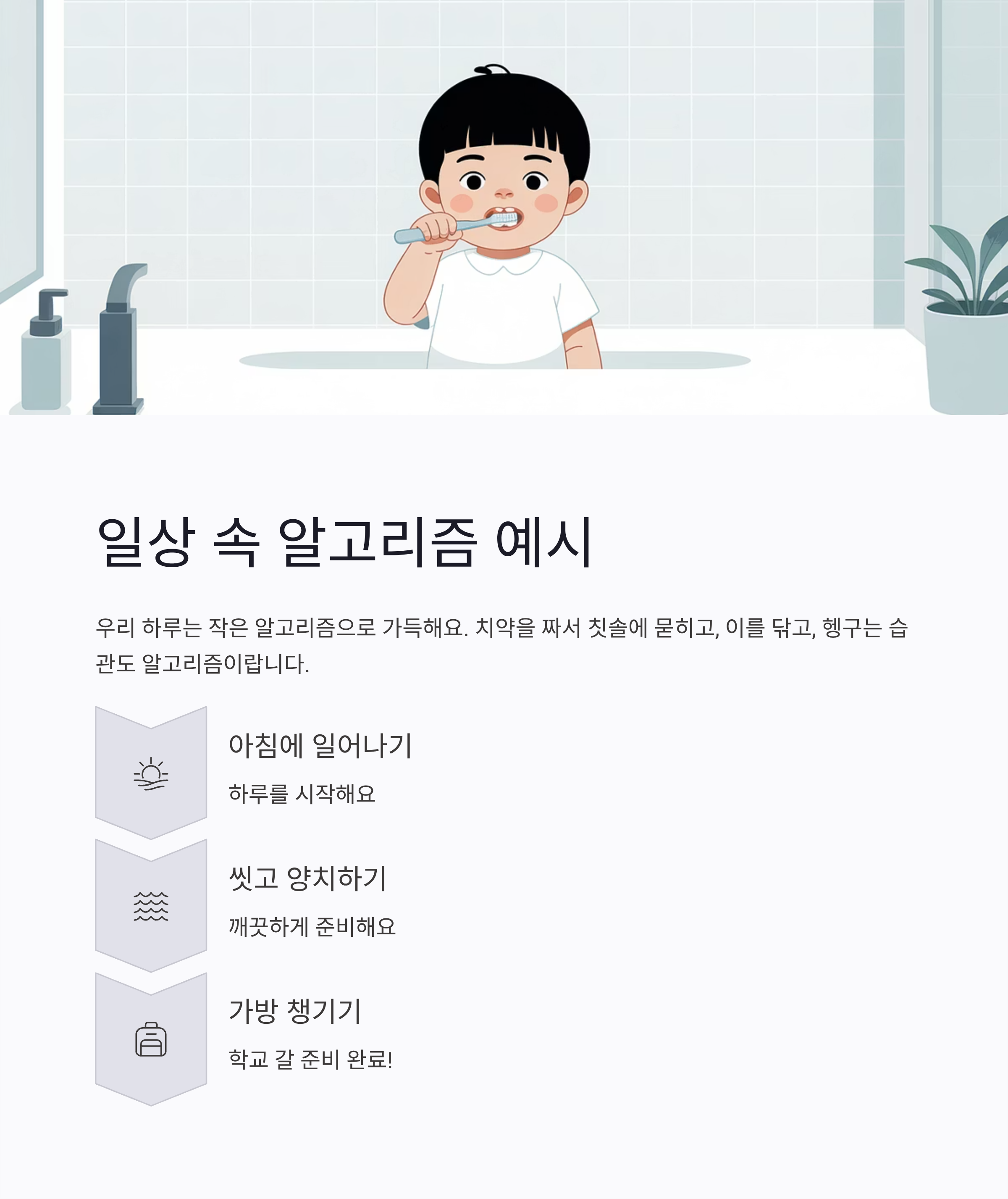 한눈에 보는 간단한 알고리즘 예시 표