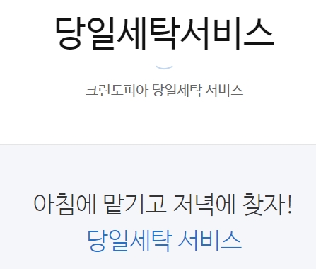 크린토피아 당일 세탁 서비스 안내