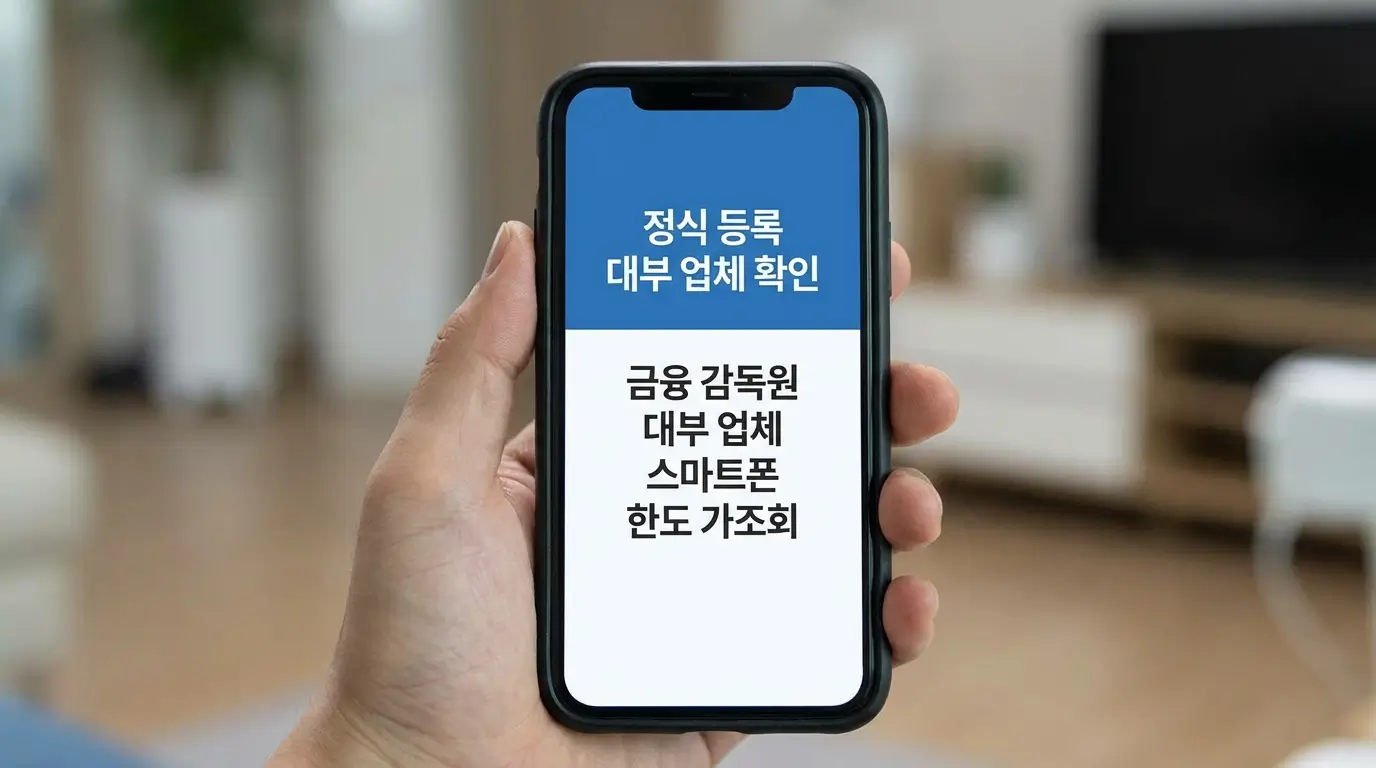 정식 등록 대부 업체 확인 및 금융 감독원 대부 업체 스마트폰 한도 가조회