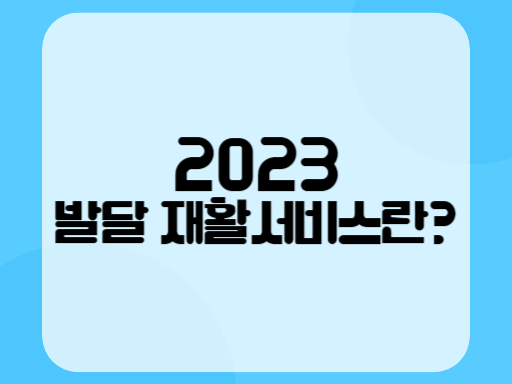 2023 발달 재활서비스
