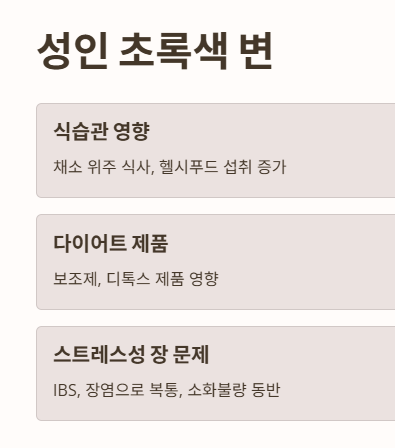 성인 초록색 변