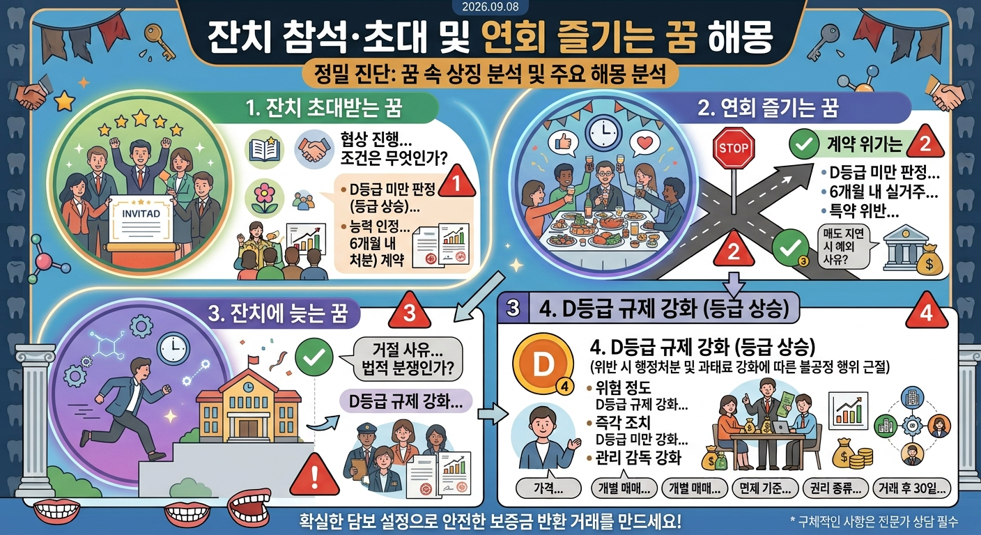 잔치 참석, 초대 및 연회 즐기는 꿈