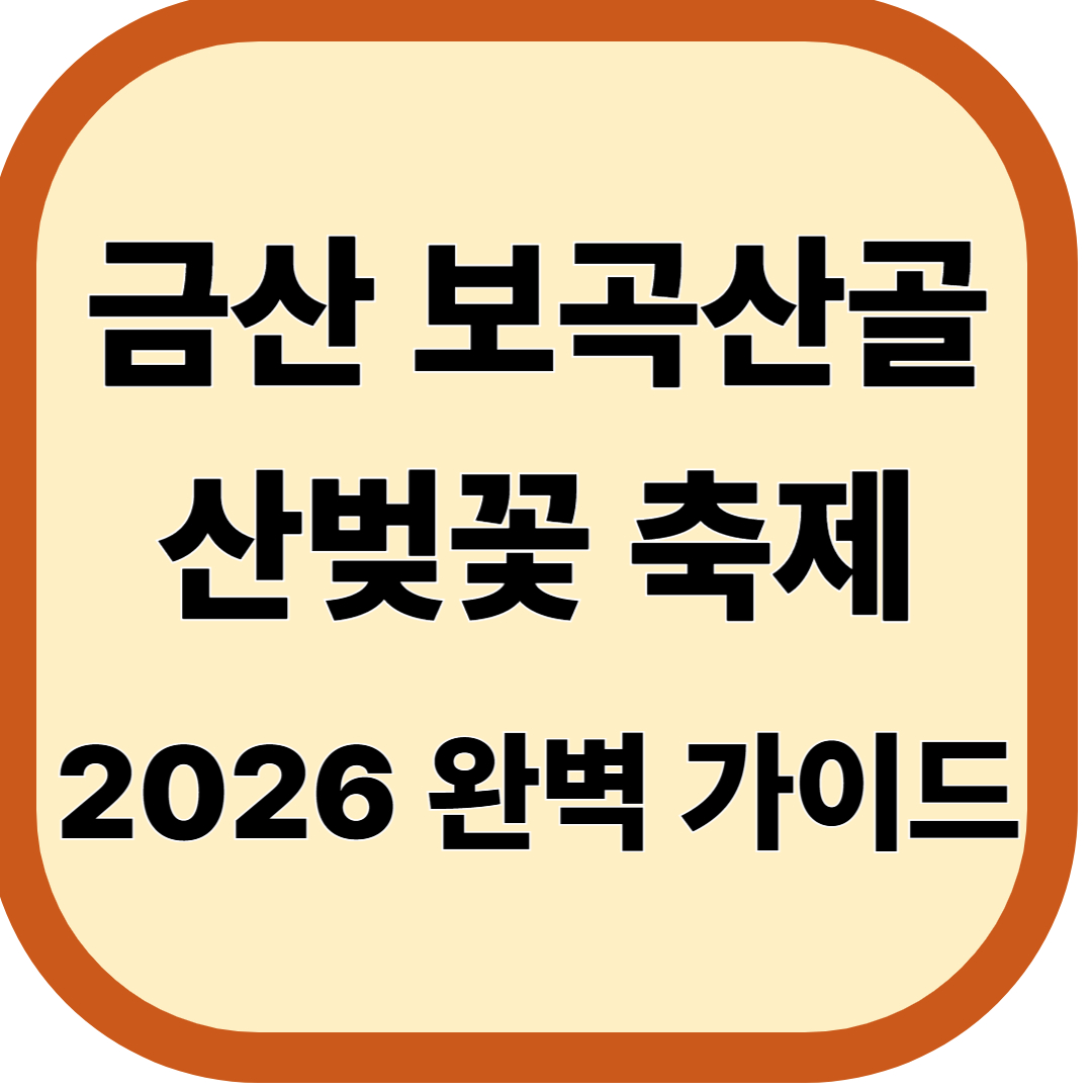 금산 보곡산골 산벚꽃 축제 2026 완벽 가이드