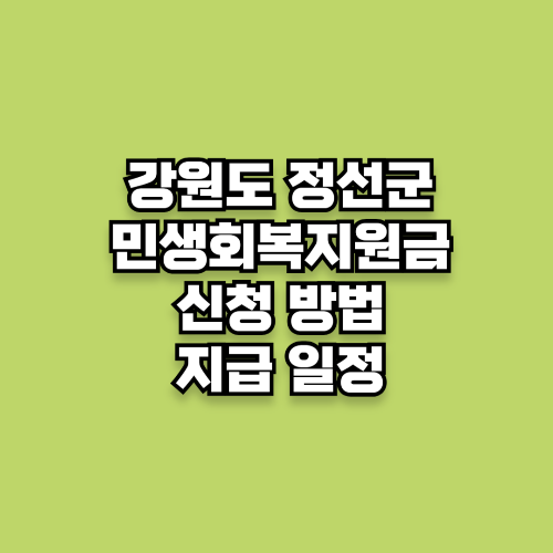 강원도 정선군 민생회복지원금 신청 방법과 지급 일정 총정리
