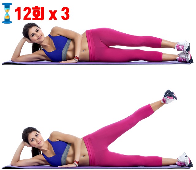 사이드 레그 리프트, 집에서 살빼기 맨몸 운동 홈트레이닝, 다이어트 팁줌 매일꿀정보