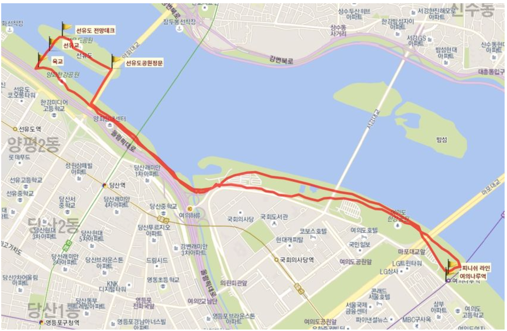 10km 걷기코스를 나타내는 그림입니다.