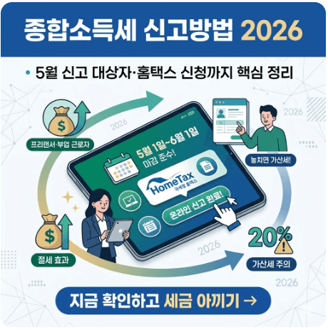 종합소득세 신고방법 2026 년 5월 신고 대상자·홈택스 신청까지 핵심만 정리