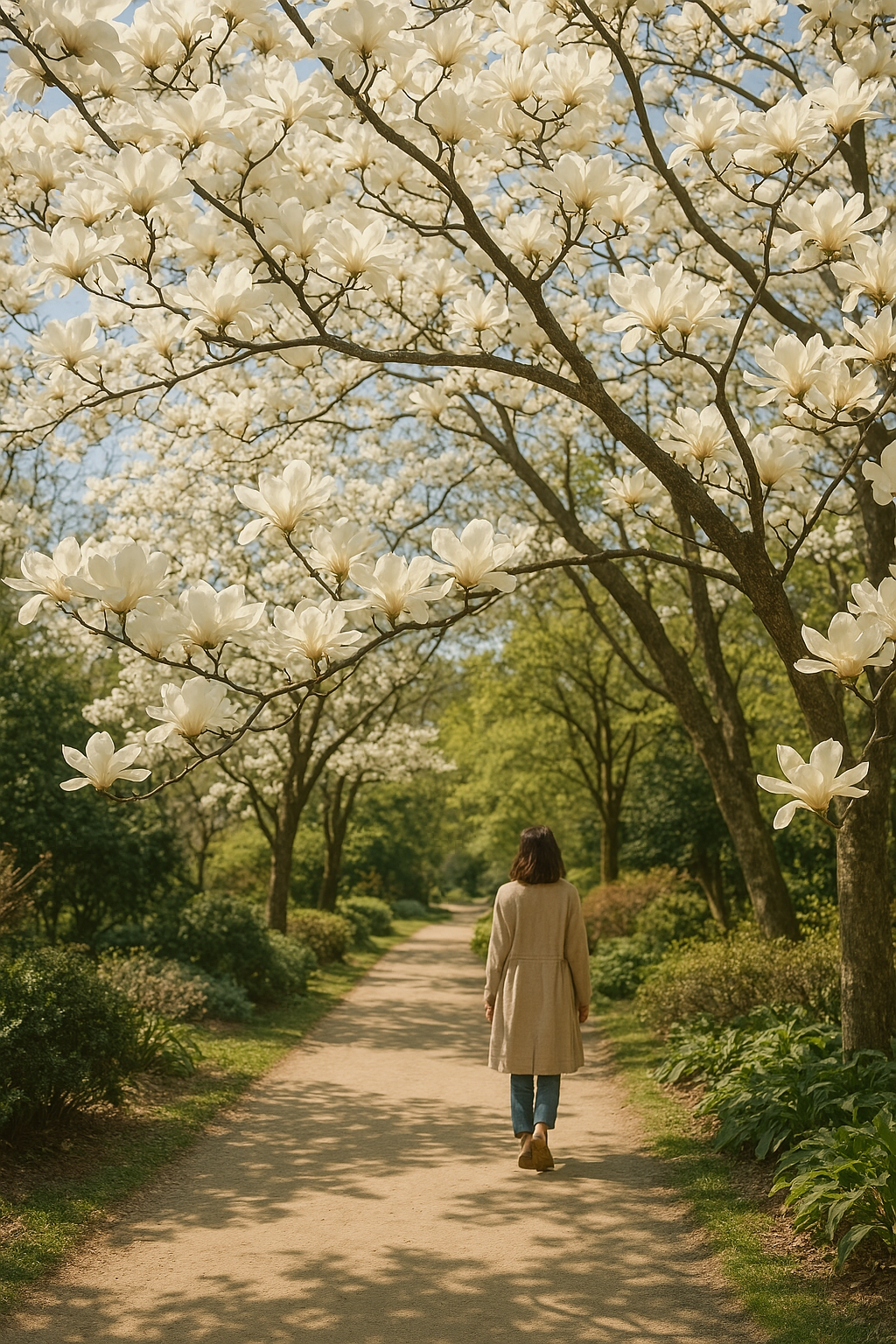 목련꽃길과 봄 코디