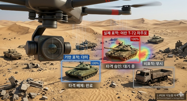 천무 3.0에서 방출된 AI 드론이 가짜 표적을 식별하는 인터페이스