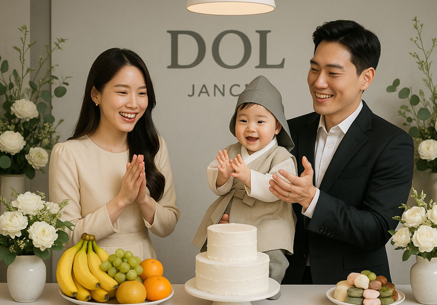가족의 돌잔치 풍경 사진