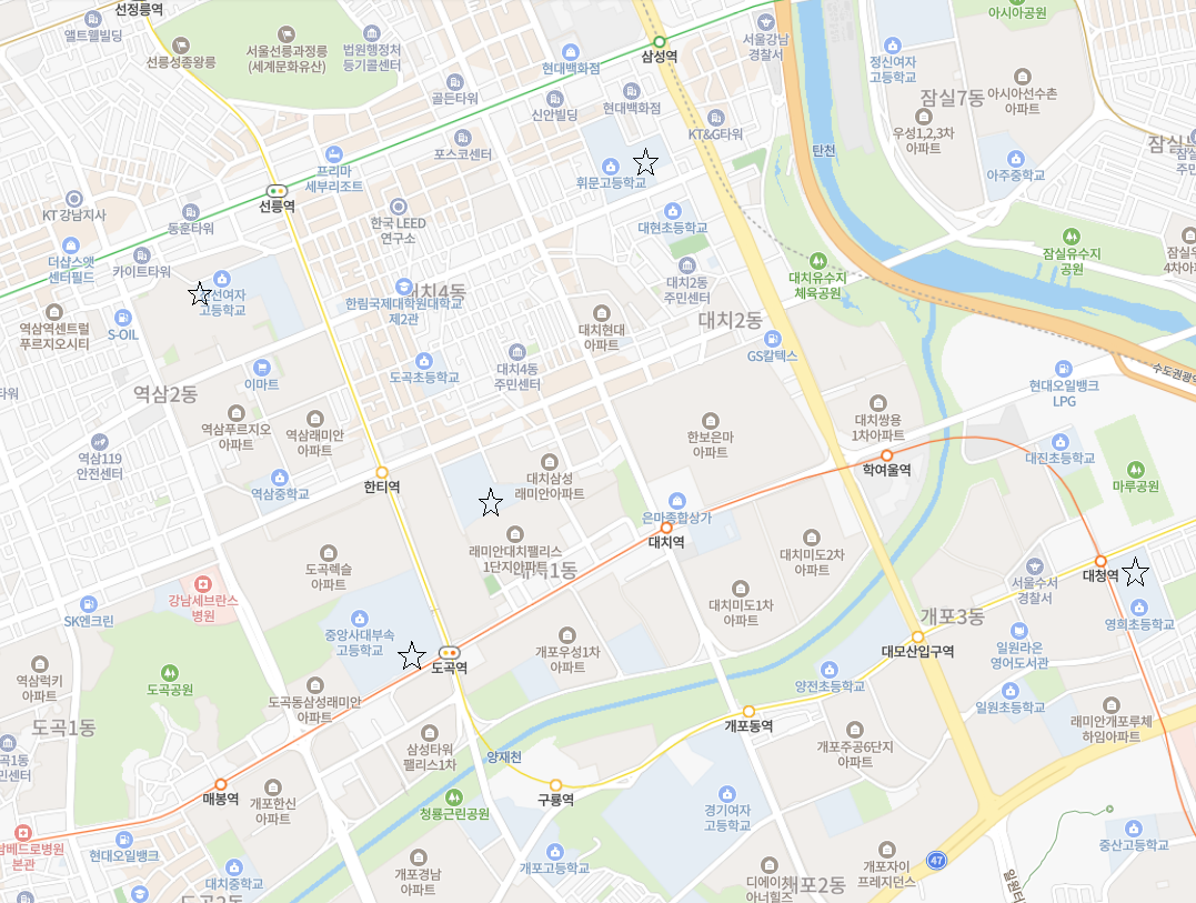 서울 강남구 고등학교 위치