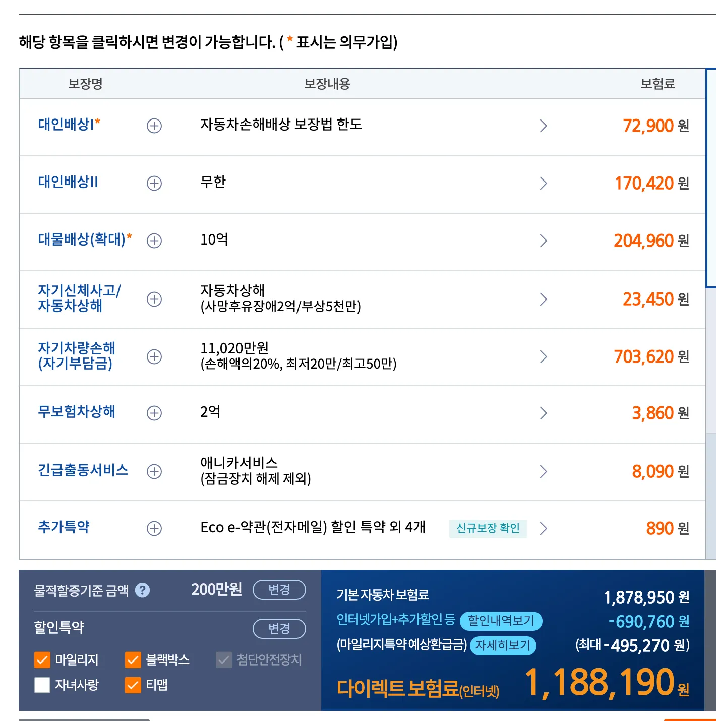 동급 전기차 보험료