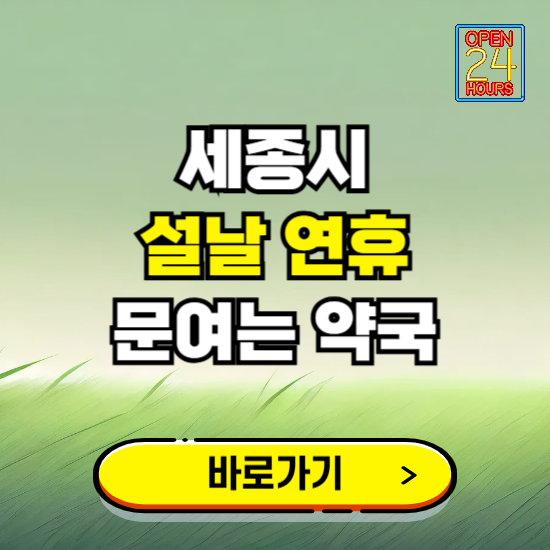 세종시 설날 연휴 문여는 약국 ❘ 24시 비상 당직 일요일 밤에 문여는 곳