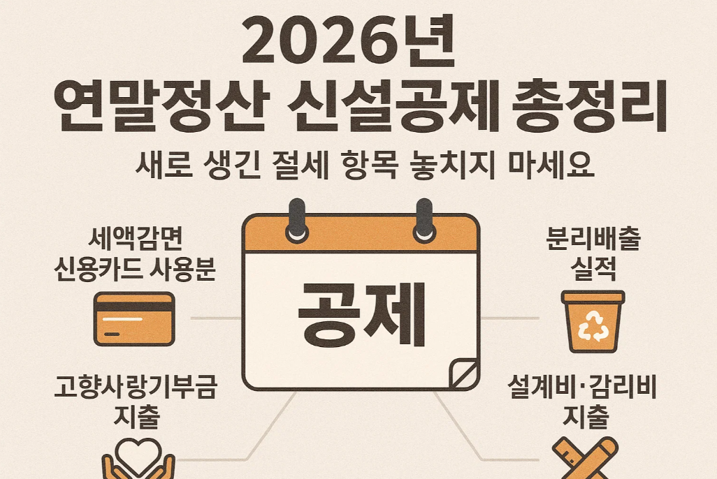 2026년 연말정산 신설공제 총정리│새로 생긴 절세 항목 놓치지 마세요