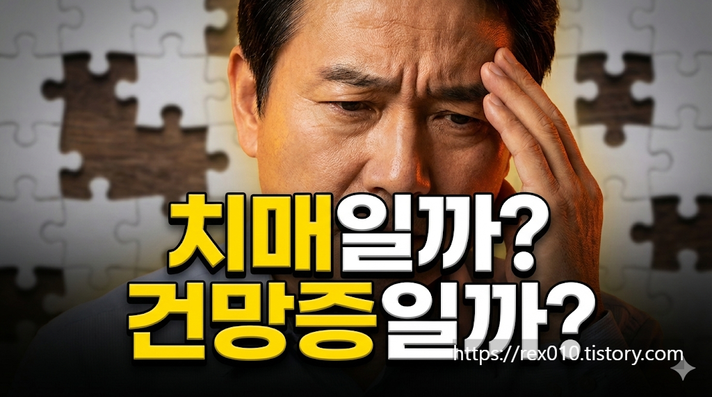머리를 긁적이며 고민하는 중장년 남성 치매 초기증상