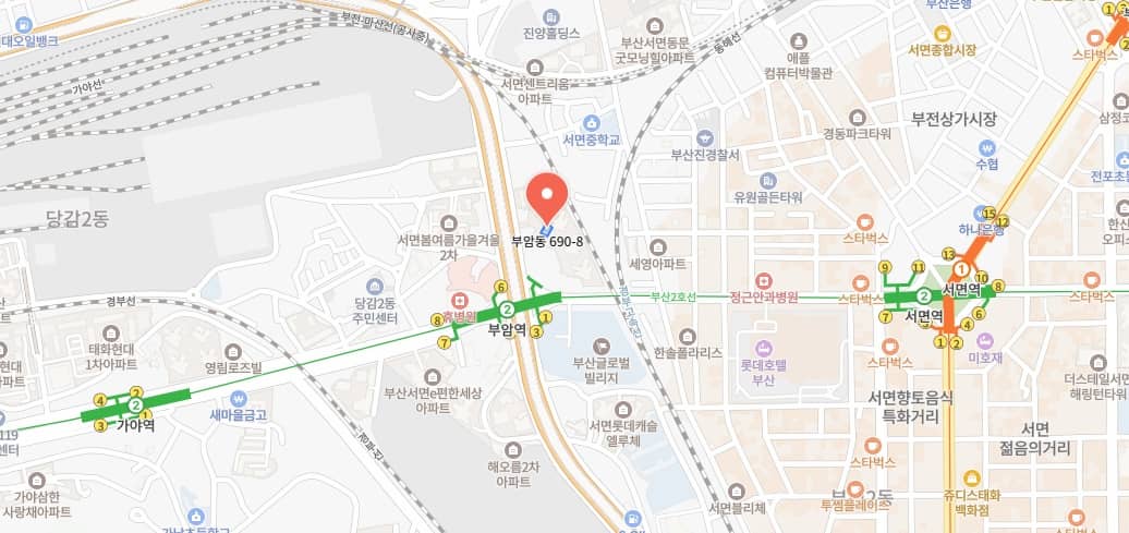 부산 서면 어반센트 지도