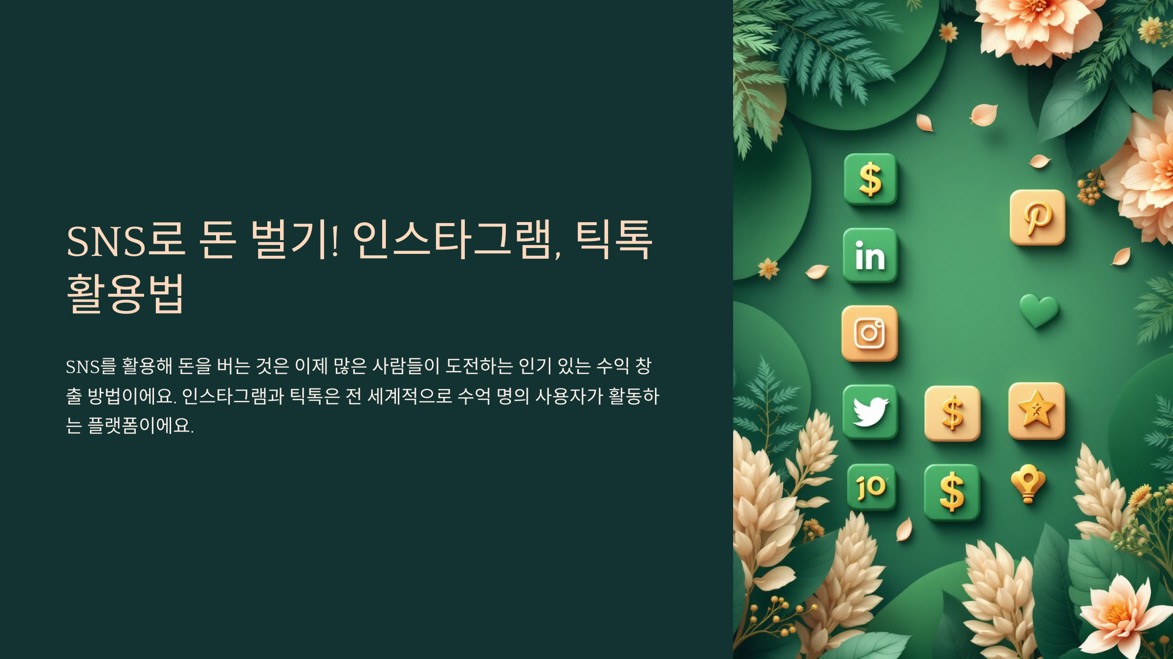 SNS로 돈 벌기! 인스타그램, 틱톡 활용법