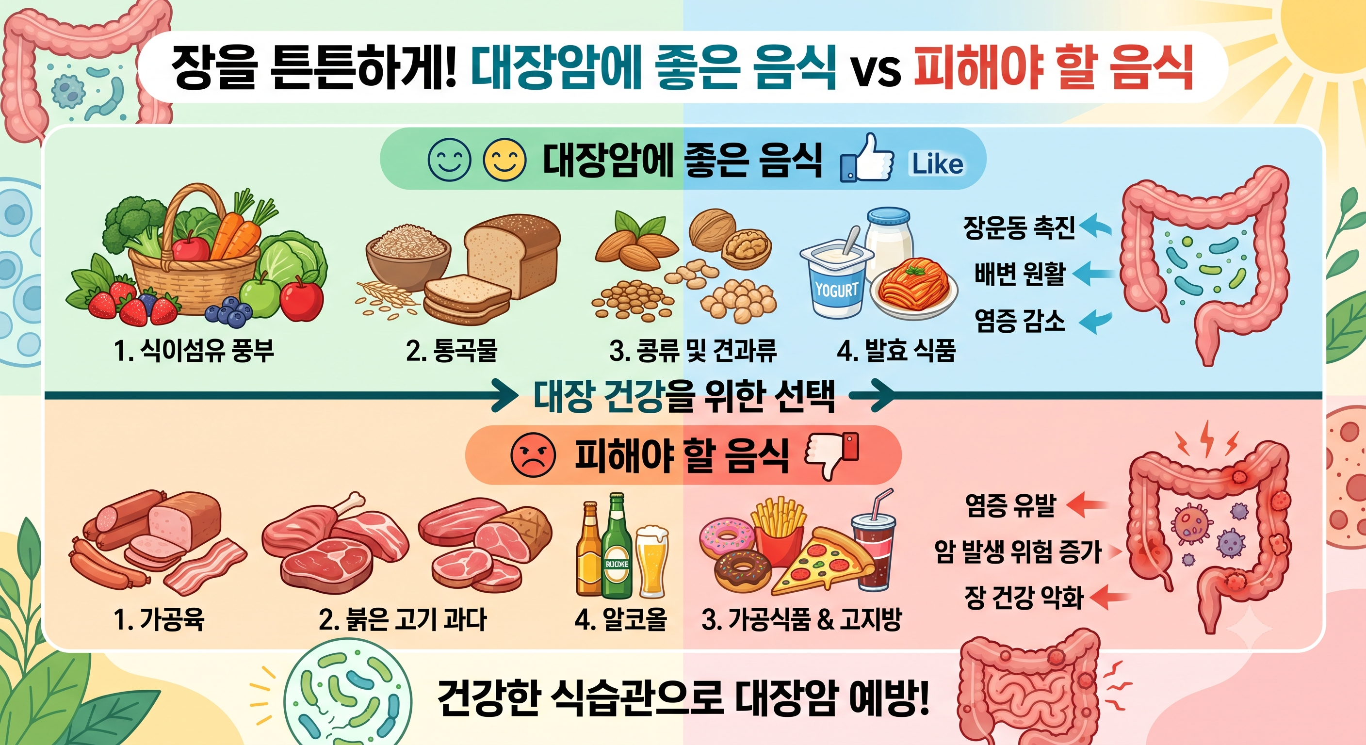 대장암에 좋은 음식과 나쁜 음식