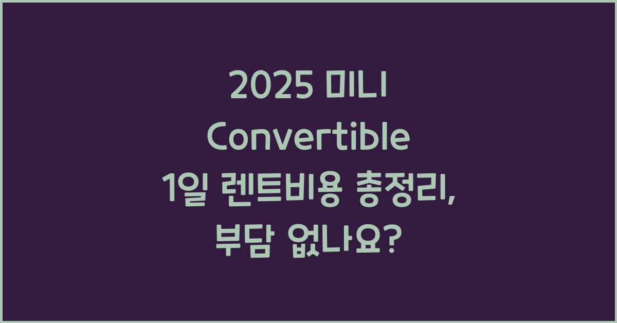 2025 미니 Convertible 1일 렌트비용
