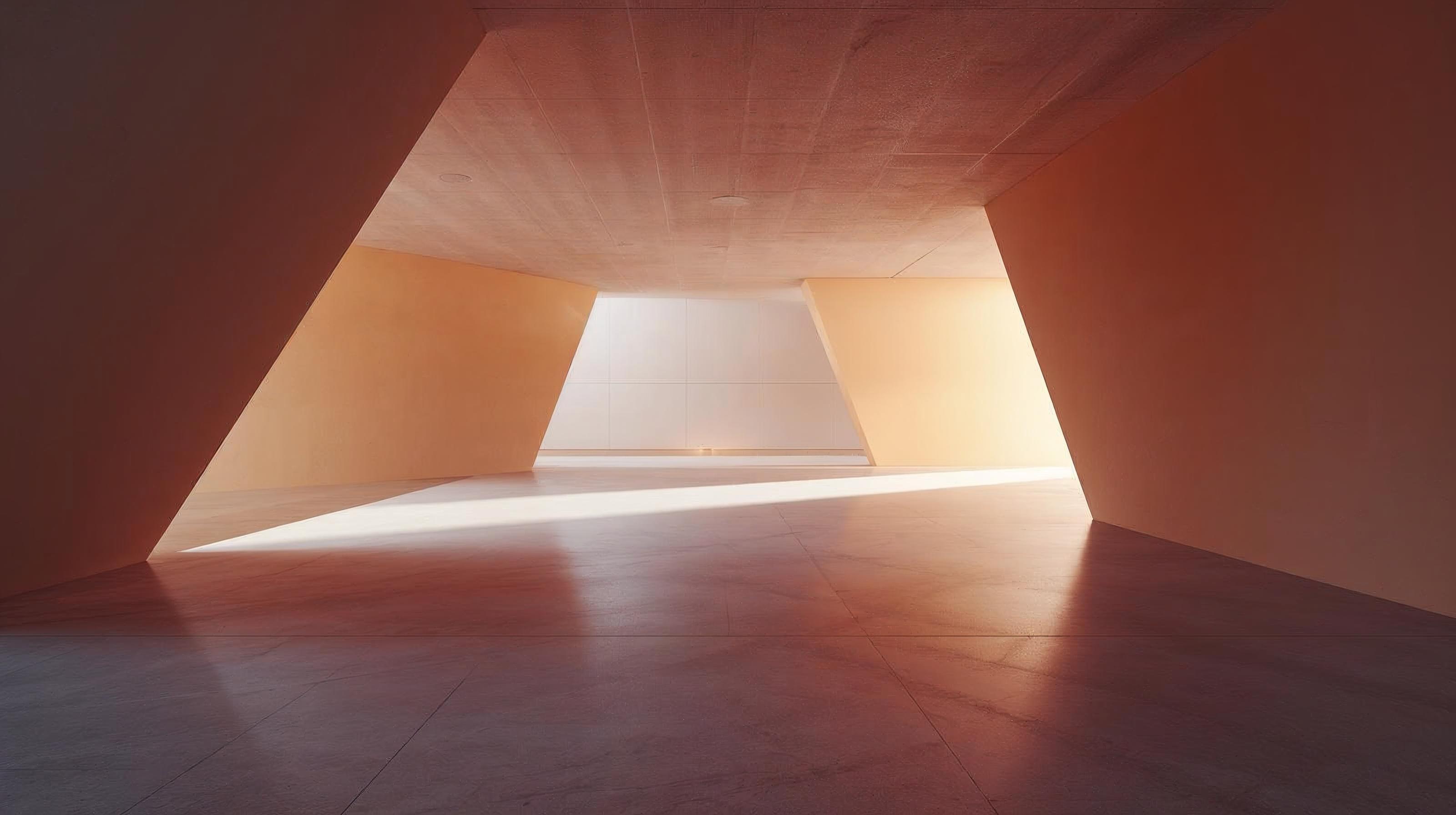 부드러운 빛이 들어오는 추상적인 건축 공간 내부 모습.
직접적인 장비나 사람 없이, 에너지와 기술 인프라가 암시되는 미니멀한 구조의 공간.