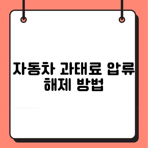 자동차 과태료 압류 해제 방법