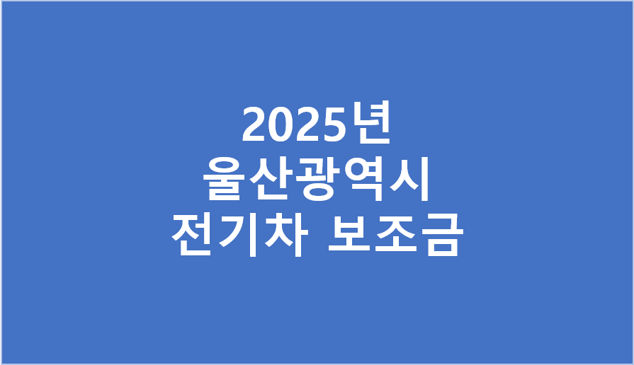 울산시 전기차 보조금 2025년 차종별 현황