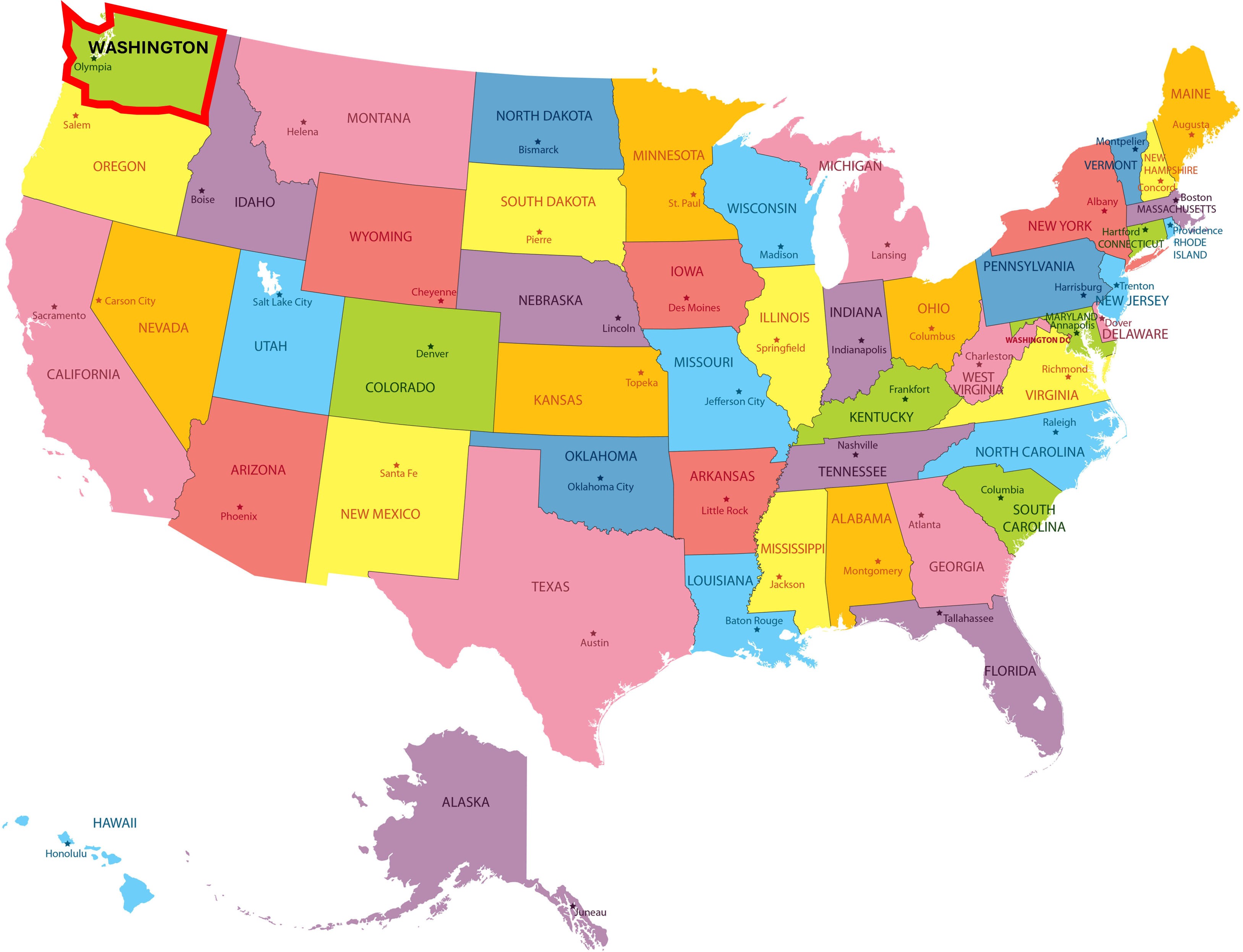 미국내 워싱턴주 위치