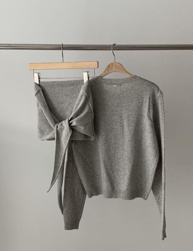 (그레이당일)24ss 랩 뷔스티에 리본 랩 니트 레이어드 뷔스티에(3color)