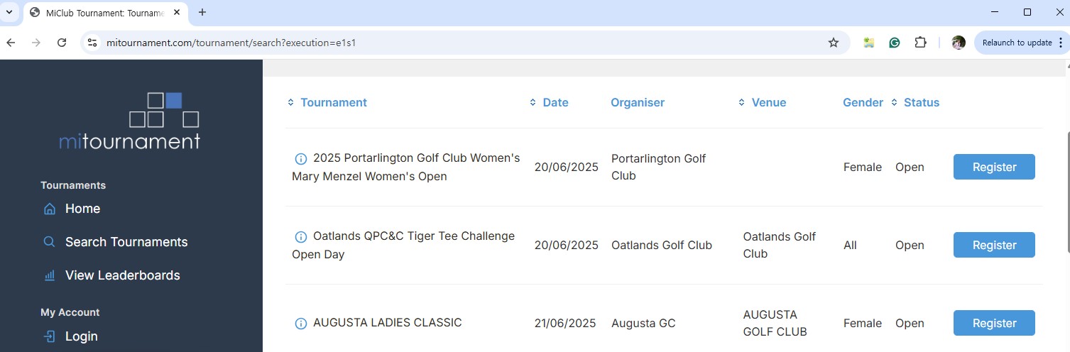 골프 토노먼트 참가