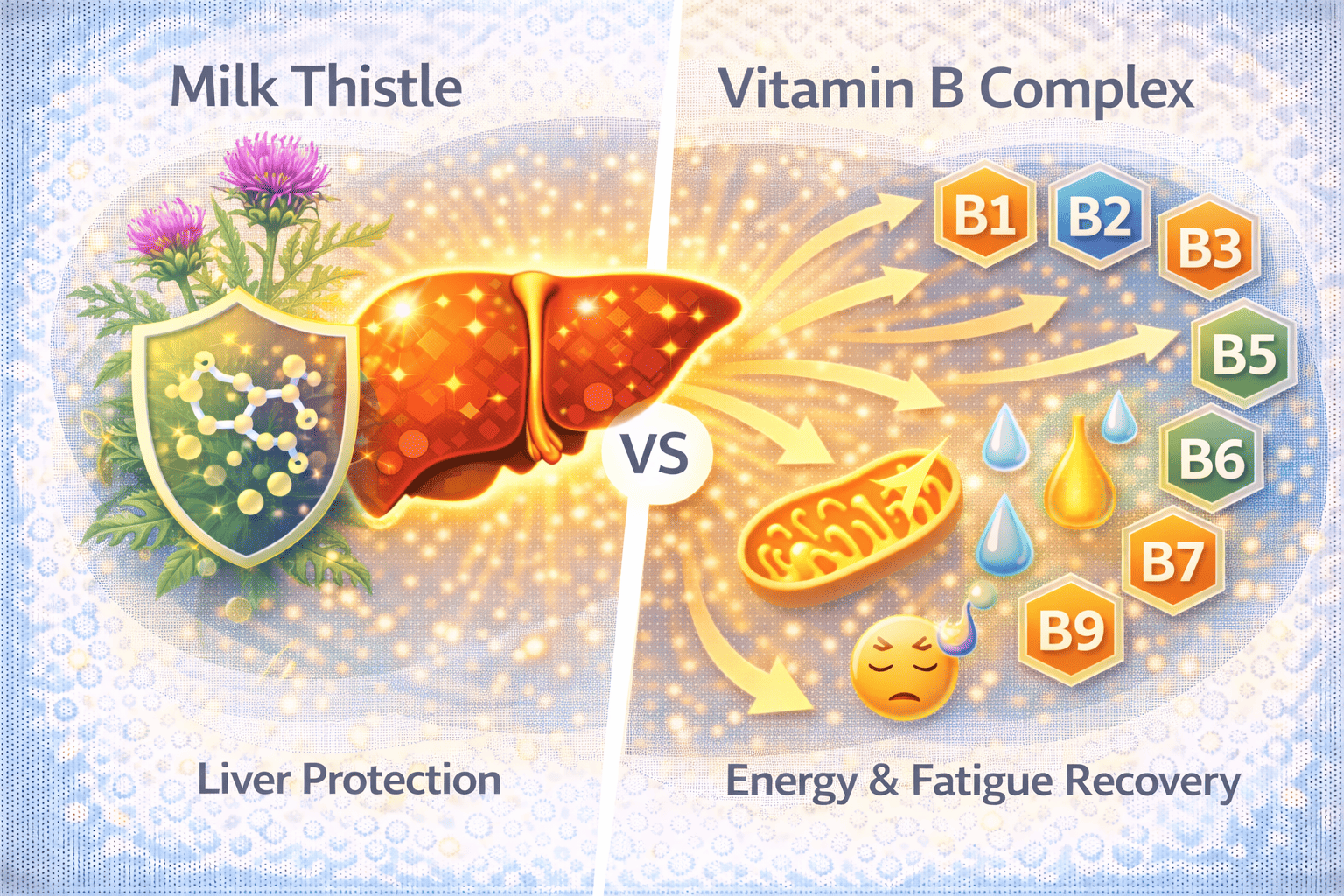밀크씨슬 vs 비타민B (간보호, 피로, 차이점)