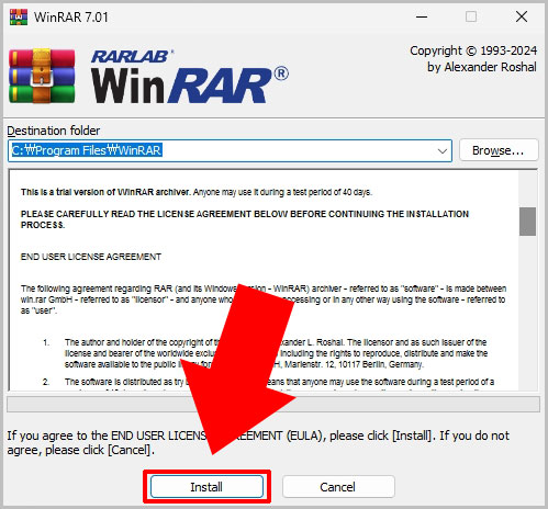 WinRAR Install