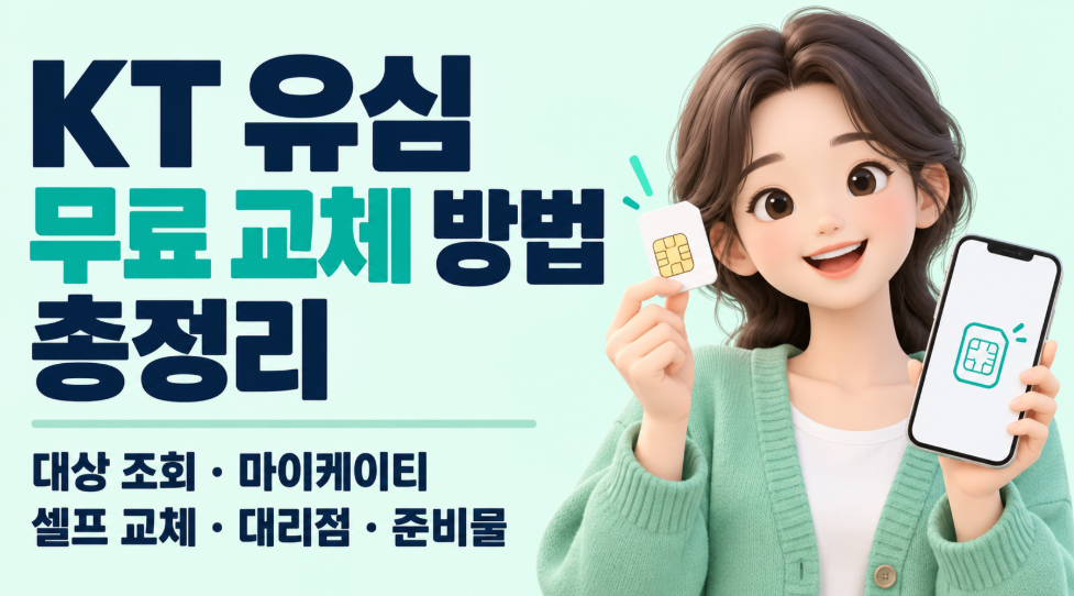 KT 유심 무료 교체 방법 총정리|대상 조회·마이케이티·셀프 교체·대리점·준비물