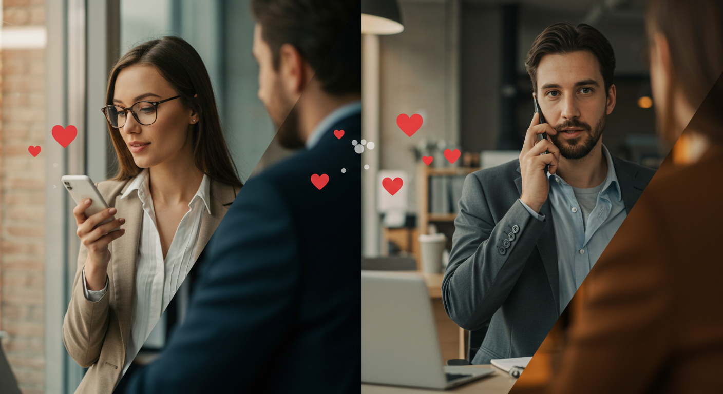 전화하는 직장인 부부 사진