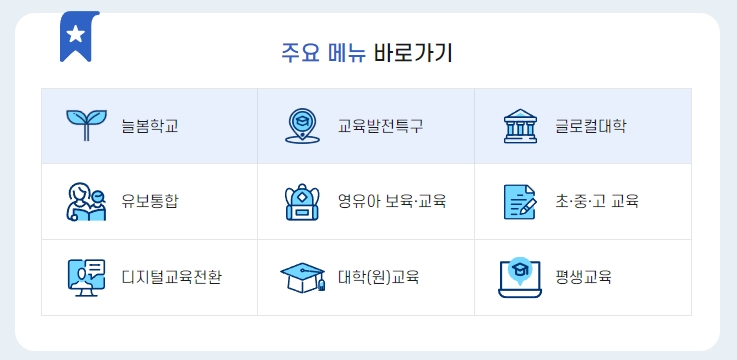 국민참여 및 민원 신청 메뉴가 있는 웹사이트 화면