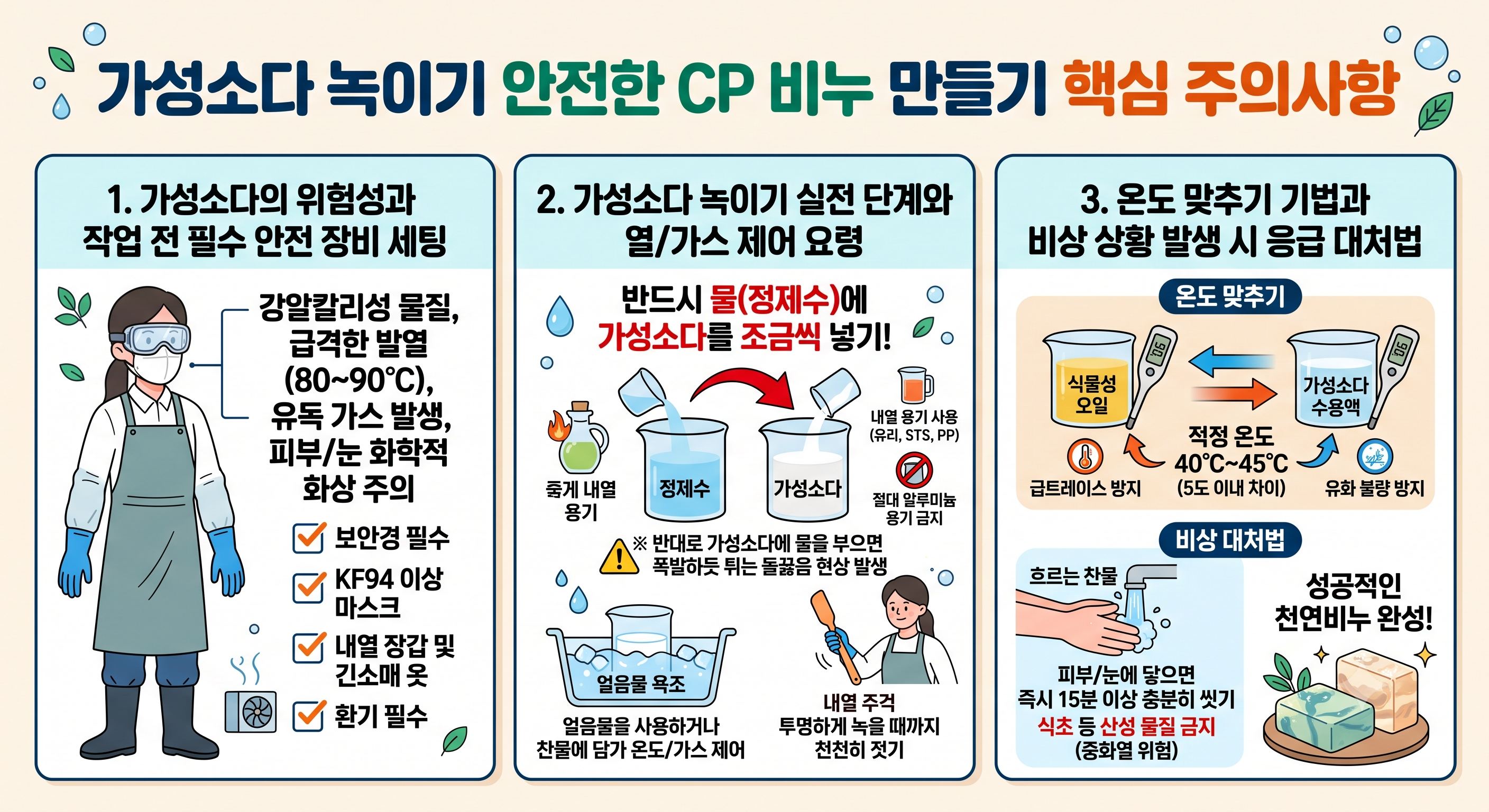 가성소다 녹이기 안전한 CP 비누 만들기 핵심 주의사항