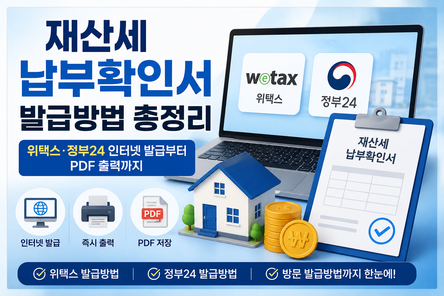 재산세 납부확인서 발급방법 총정리|위택스·정부24 인터넷 발급부터 PDF 출력까지 관련 사진