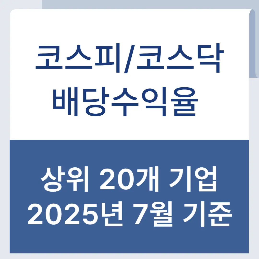 배당수익율 높은 상위 20개 기업 정리