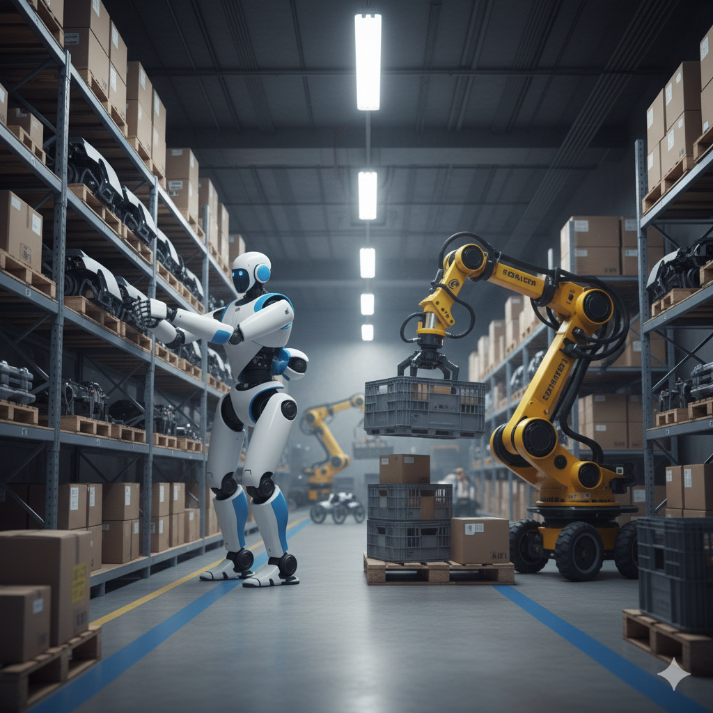 스트레치' 로봇과 협력하여 아틀라스가 복잡한 물건을 정리하는 모습