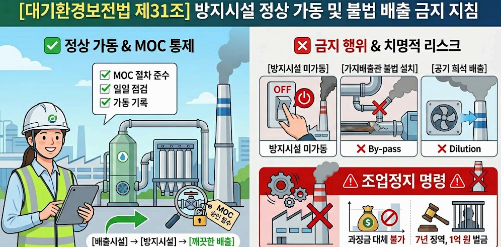 대기오염물질 배출시설 및 방지시설 비정상 운영 시 처벌 기준 완벽 정리