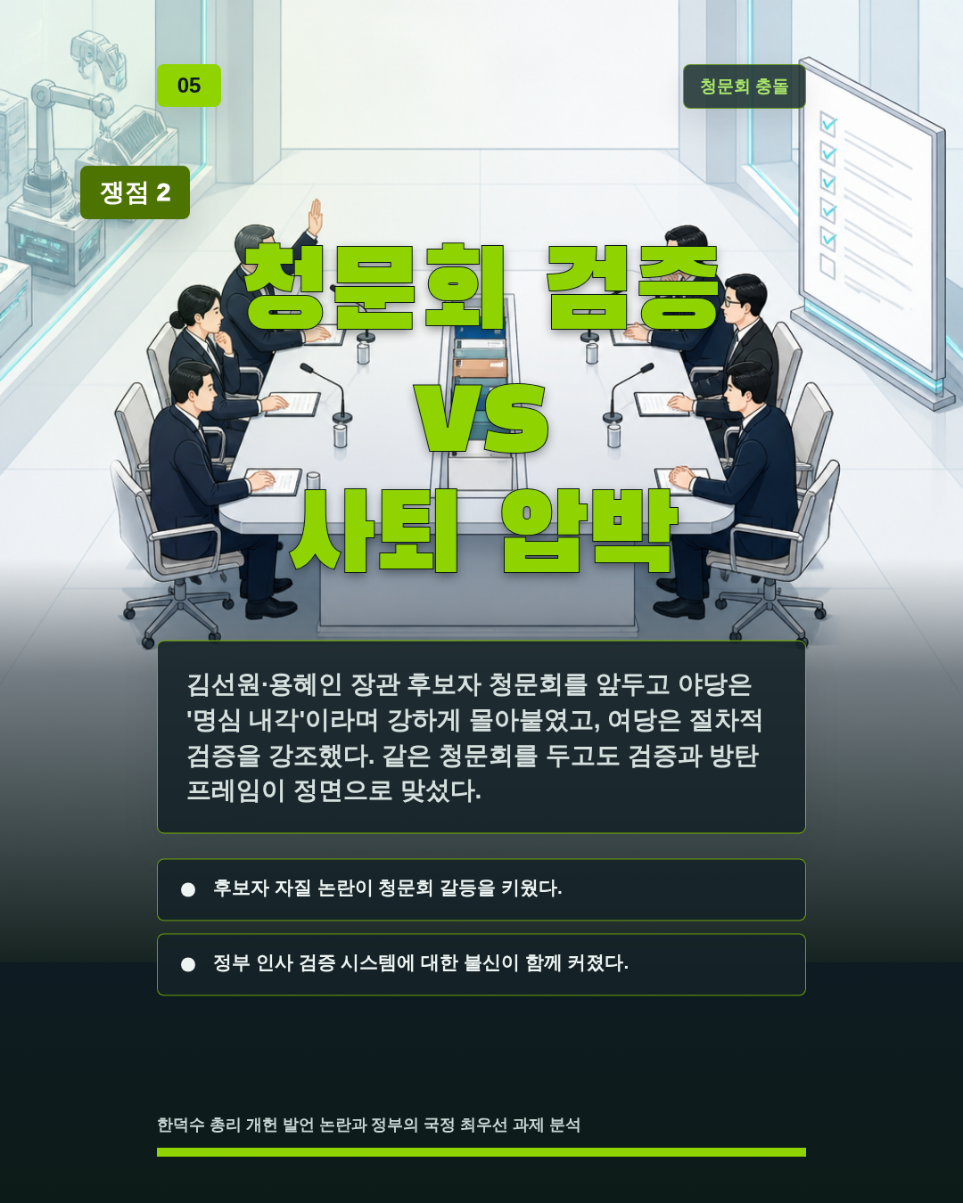 청문회 검증 vs 사퇴 압박