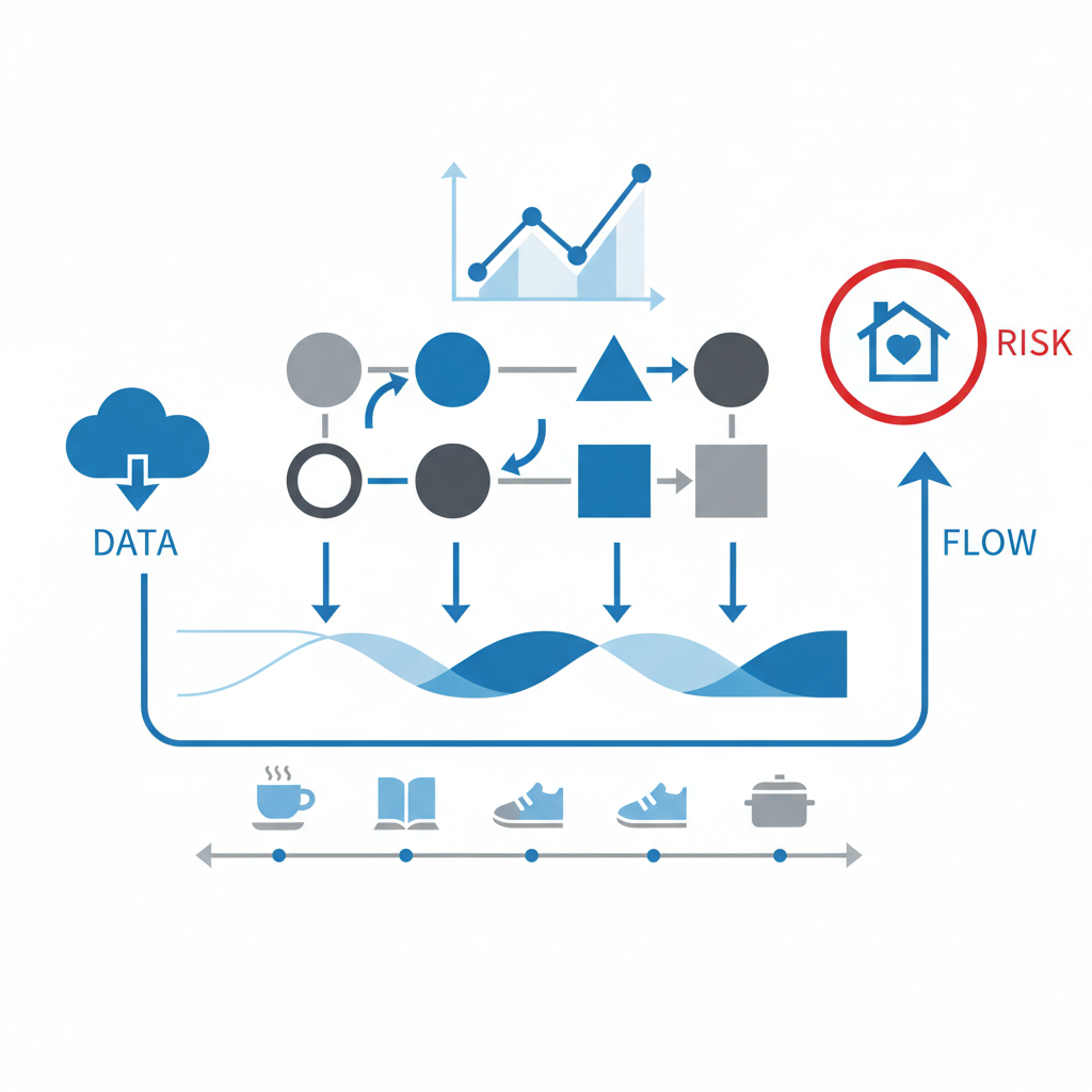 長期追跡データと要介護リスク予測に関する統計・生理メカニズム・対策を示す政策リポート用インフォグラフィック