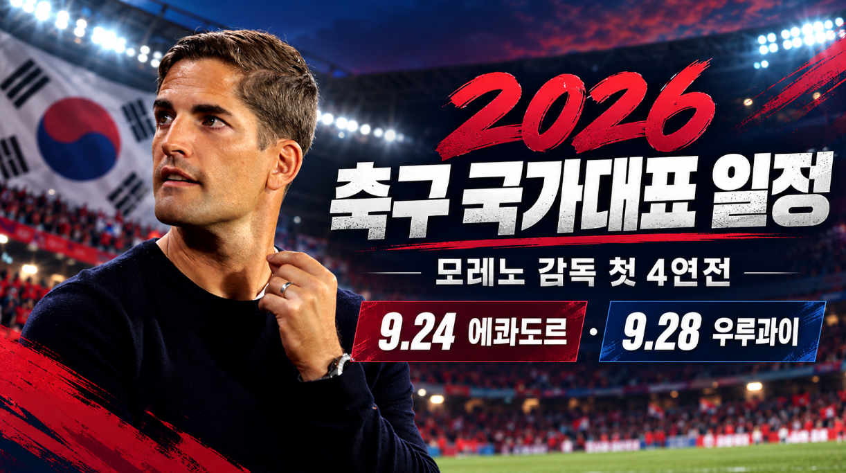 2026 축구 국가대표 일정｜모레노 감독&middot;에콰도르&middot;우루과이 경기시간