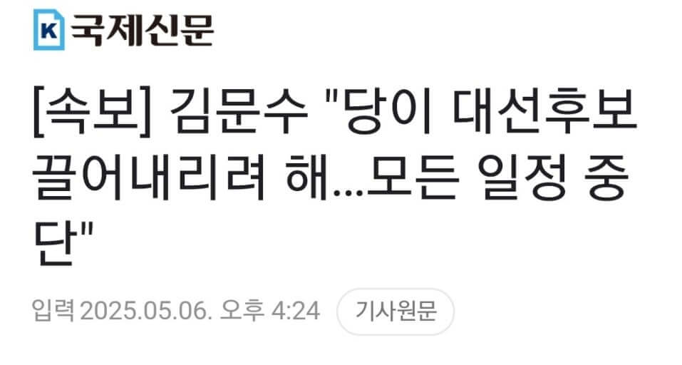 김문수 일정 중단