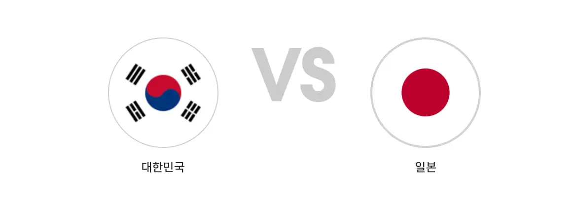 U23-흰바탕 좌측 동그라미안 태극기 회색 VS 우측 옆 동그라미 안 일본국기