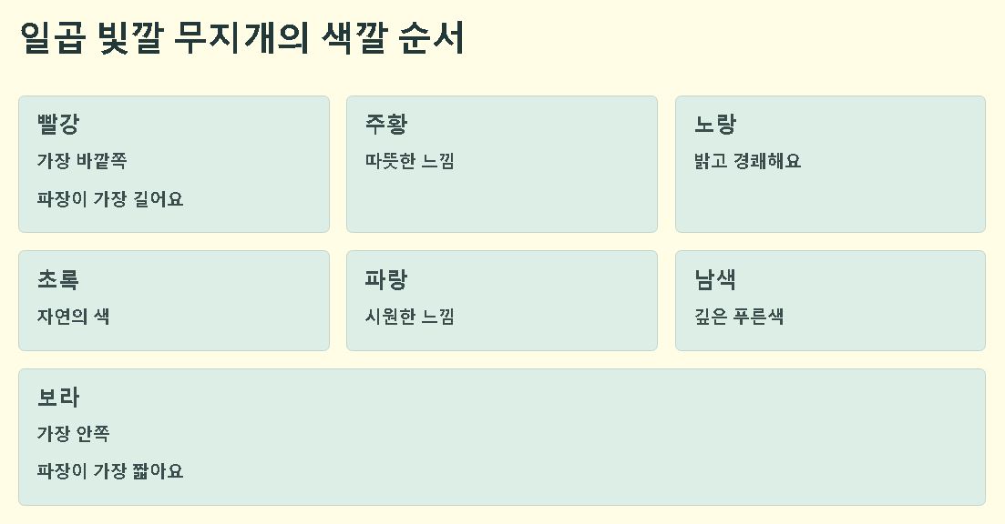 무지개 색깔 순서